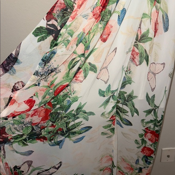 Fate Floral Maxi Dress with Butterfly Design - Sheer Halter - Large - NWT - Picture 5 of 6